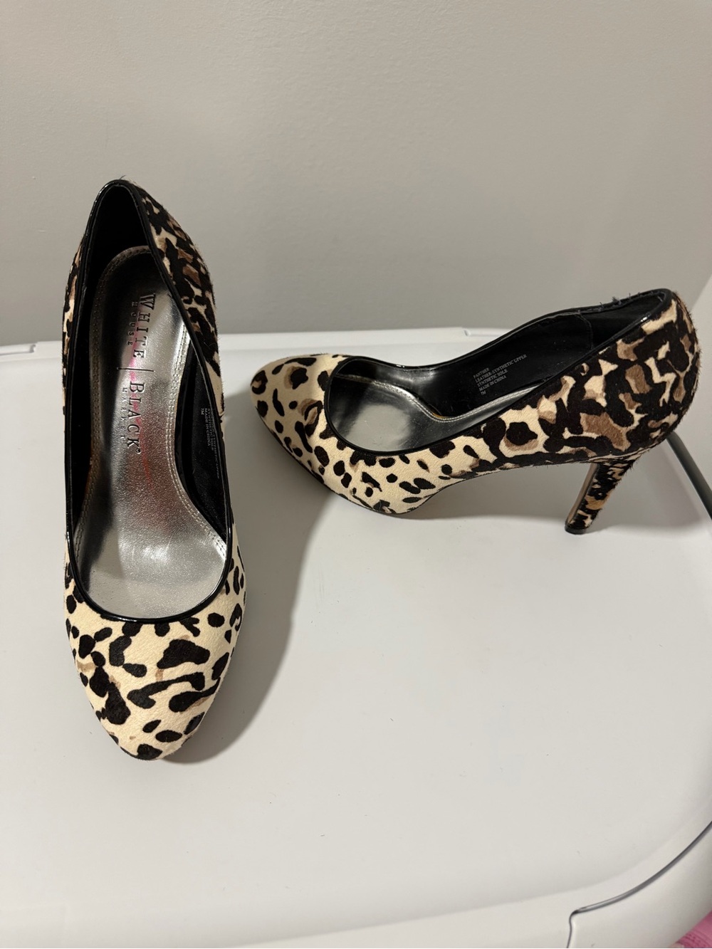 White House Black Market Leopard-Print Pointed Toe Pumps in Black and Brown